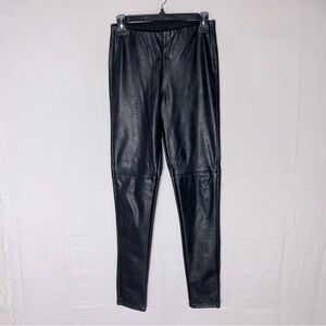H&M Divided Black Faux Leather High Rise Skinny Pants W Elastic Waistband 8